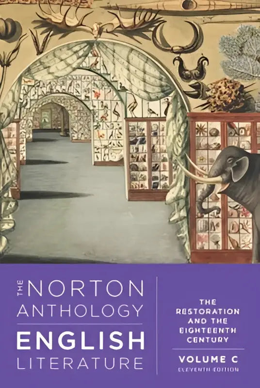 The norton anthology of english literature volume c cover features an arched passageway with ornate patterns and elephants