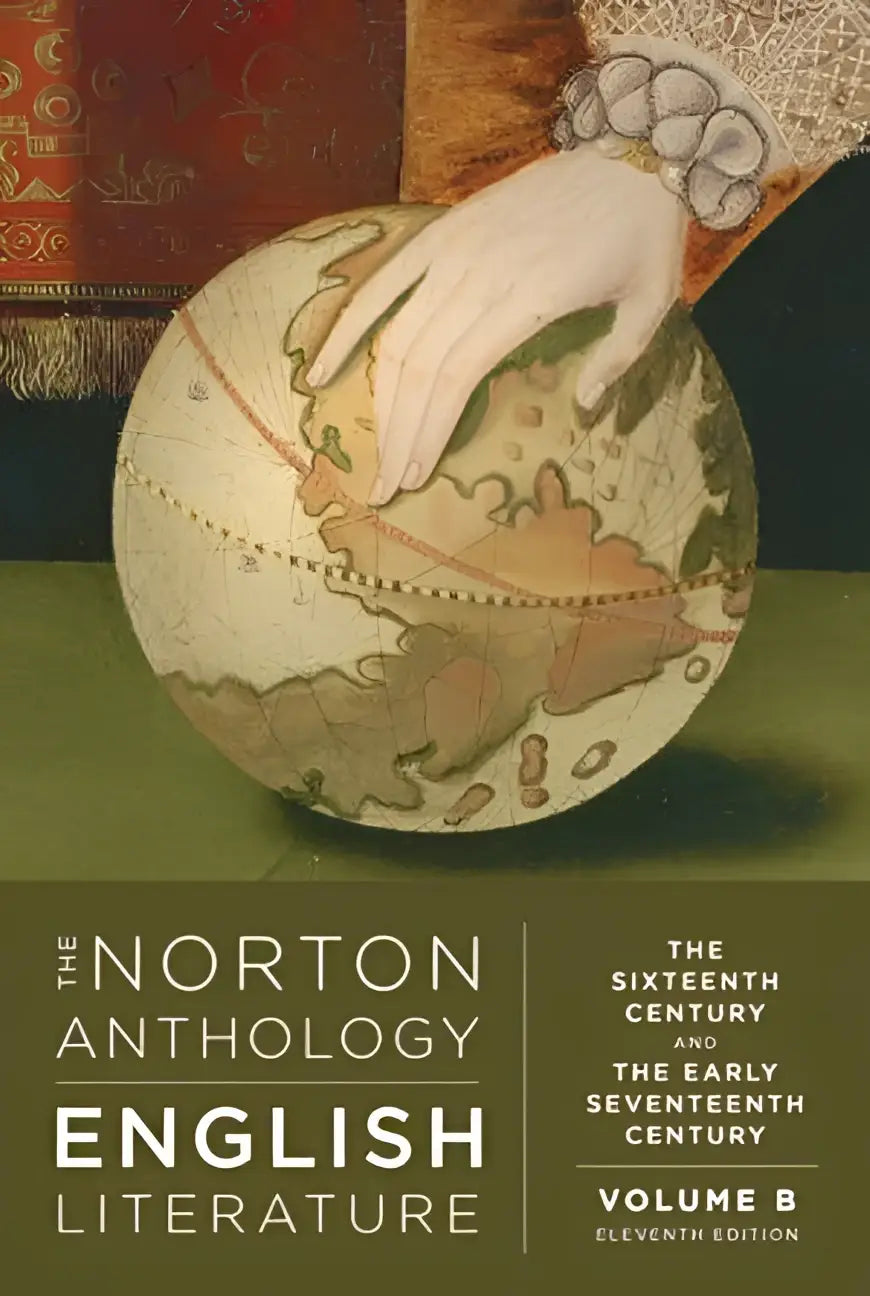 De cover van the norton anthology of english literature volume b toont een gedetailleerde globe voor english literature studies