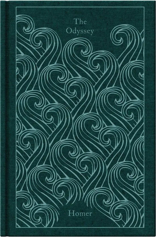 Deep teal hardcover the odyssey by homer with embossed wave pattern from penguin clothbound classics series