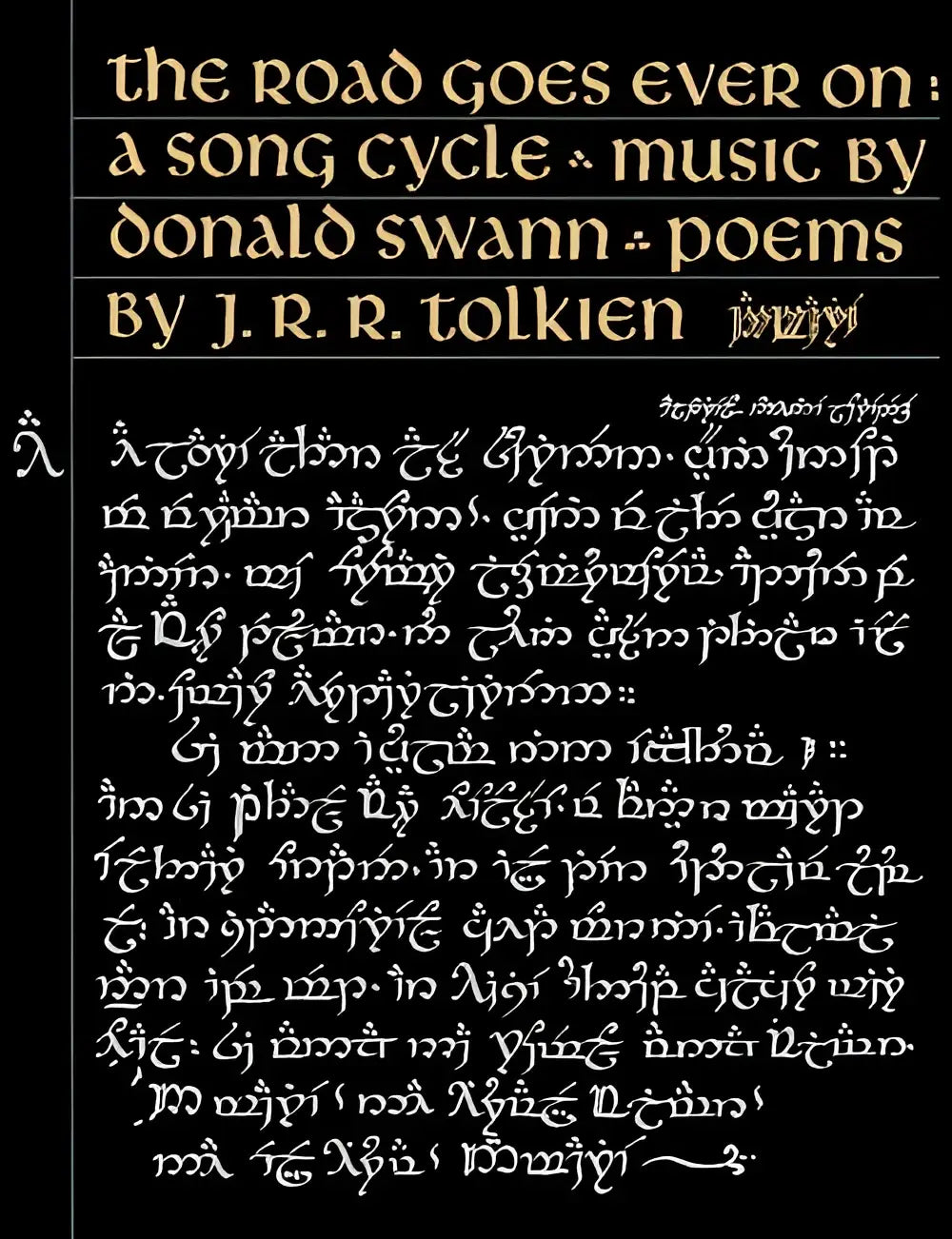 Zwart-wit gedrukt booklet the road goes ever on met tolkien gedichten en muziek van donald swann