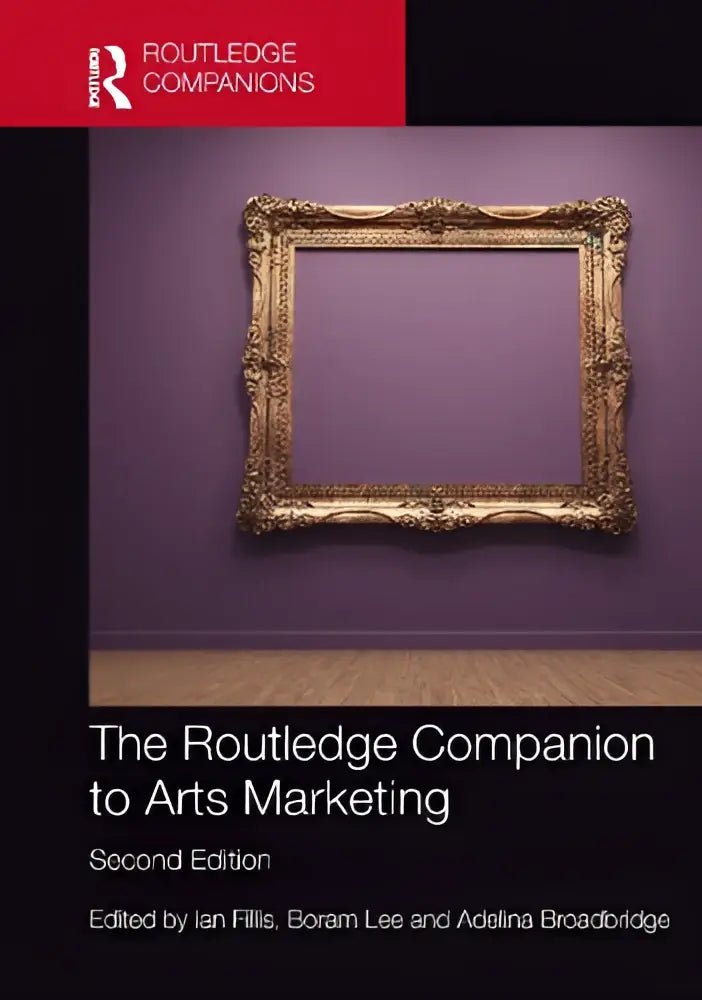 An ornate gold-framed picture on a purple wall featured in the routledge companion to arts marketing