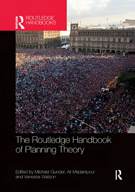 The routledge handbook of planning theory hardcover book with black and red cover presents key contemporary planning theory