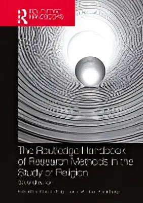 Het routledge handbook of research methods in the study of religion met een minimalistisch omslagontwerp en grijze concentrische cirkels rondom een witte bol