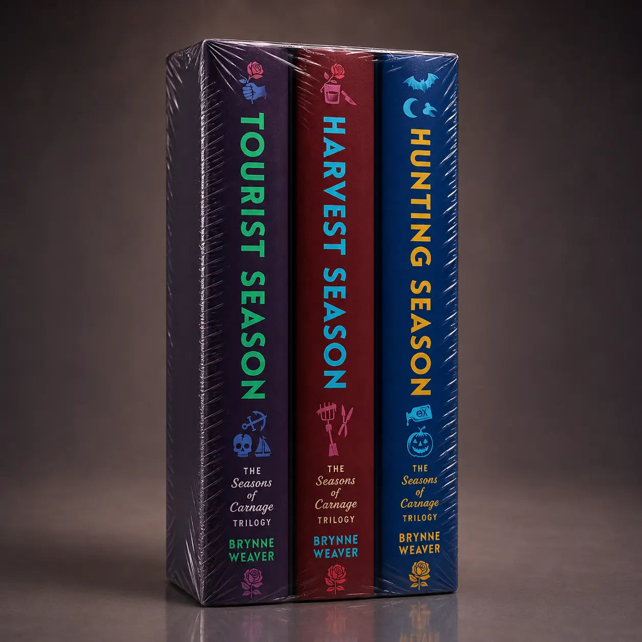 Three hardcover books from the seasons of carnage trilogy by brynne weaver with harvest season focus and persoonlijke groei themes