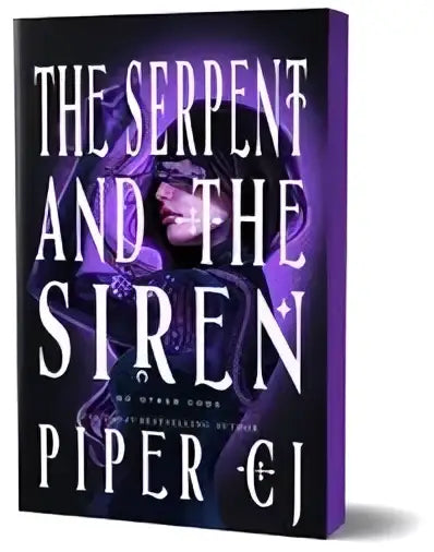 De luxe editie van the serpent and the siren toont een boekomslag met witte letters op paars en vrouwensilhouet