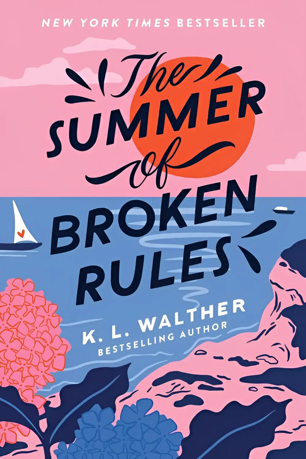 Omslag van de engelse booktok romance the summer of broken rules door k l walther met zomerse kleuren