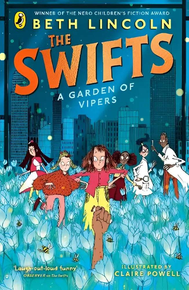 The swifts a garden of vipers is a vibrant teenage fiction book by beth lincoln with bold orange and teal illustrations