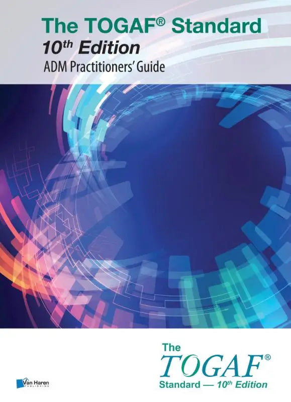 The togaf standard 10th edition adm practitioners guide professional book with sleek blue and purple abstract digital cover