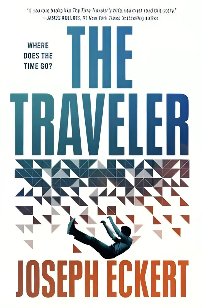 The traveler door joseph eckert is een hardcover boek met een modern geometrisch ontwerp in blauw en oranje