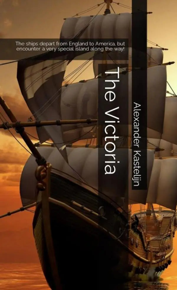 Illustratie van the victoria een groot zeilschip met donker houten romp en witte zeilen op een boek over ships depart from england naar amerika