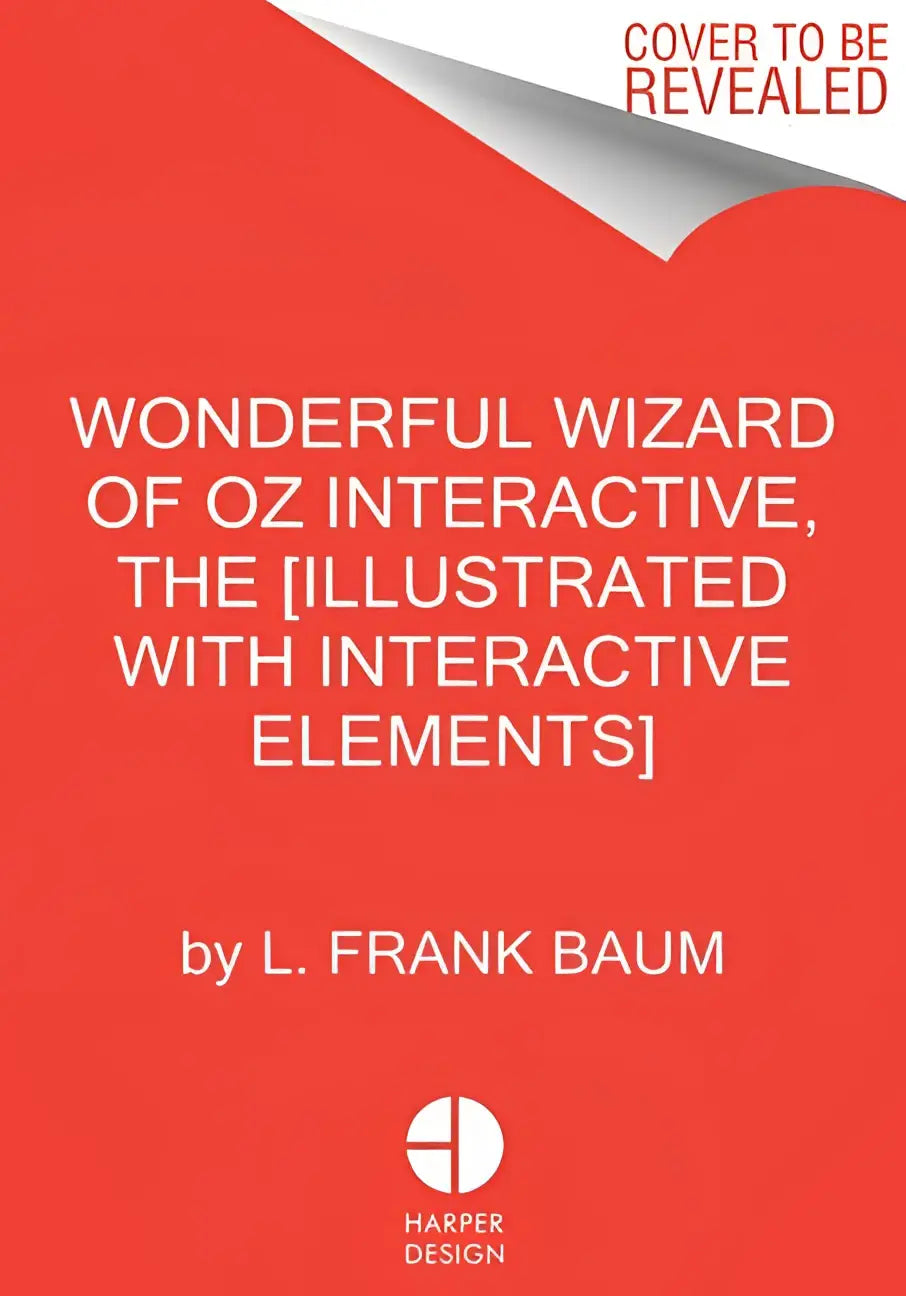 Rode boekcover van the wonderful wizard of oz interactive minilima edition met geïllustreerde interactieve elementen