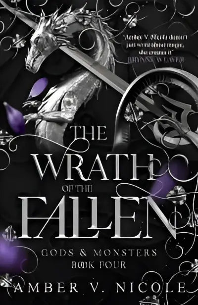 De omslag van the wrath of the fallen boek door amber v toont een epic dark romantasy must-read en ny times bestseller