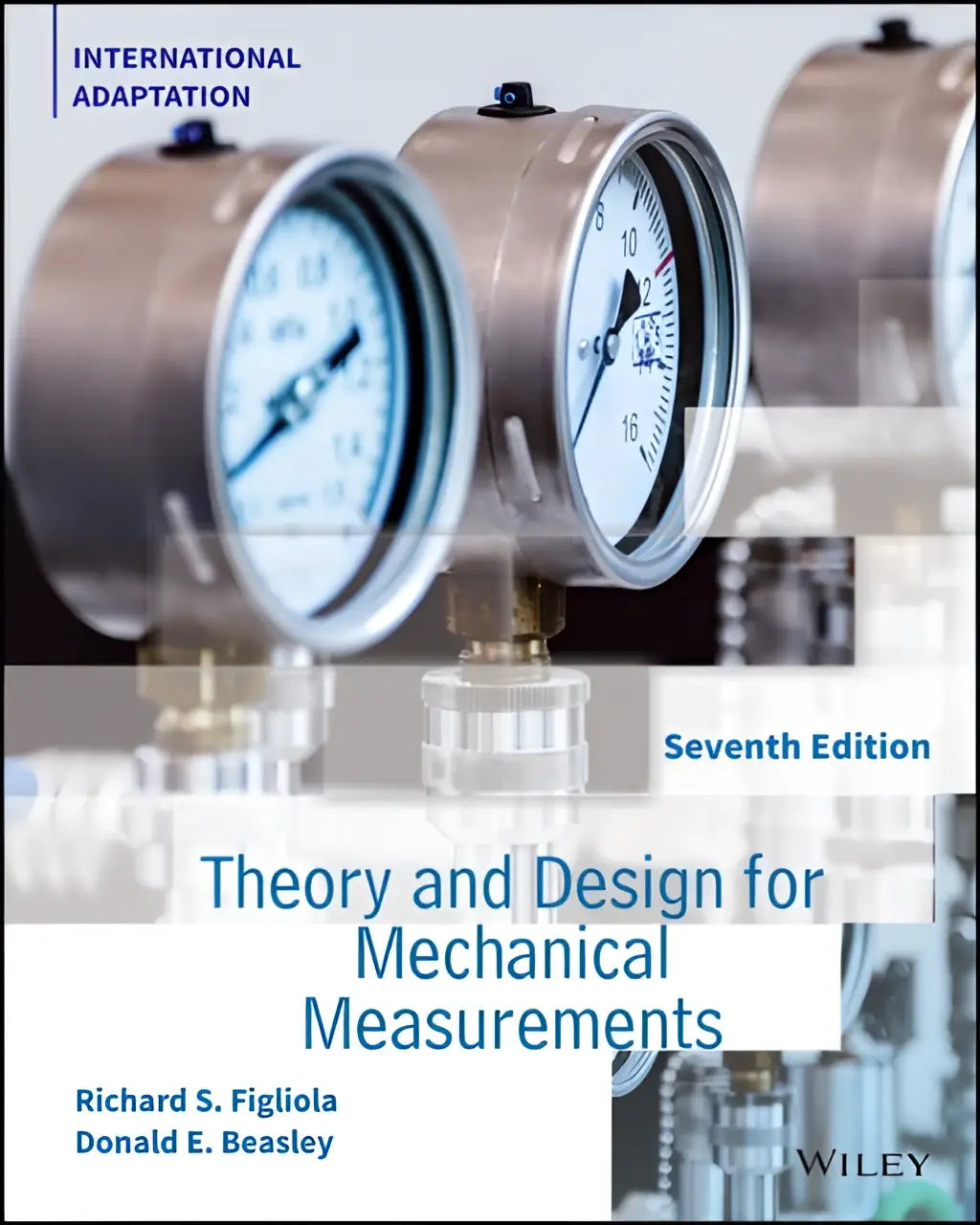 Theory and design for mechanical measurements book cover with a silver metallic pressure gauge and white face