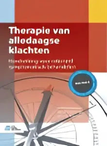 De moderne omslag van het medische handboek therapie van alledaagse klachten door bsl media met rood-witte tekst