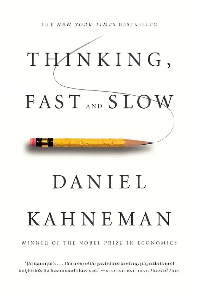 The book thinking fast and slow by daniel kahneman features a distinctive cover in the thinking fast and slow series