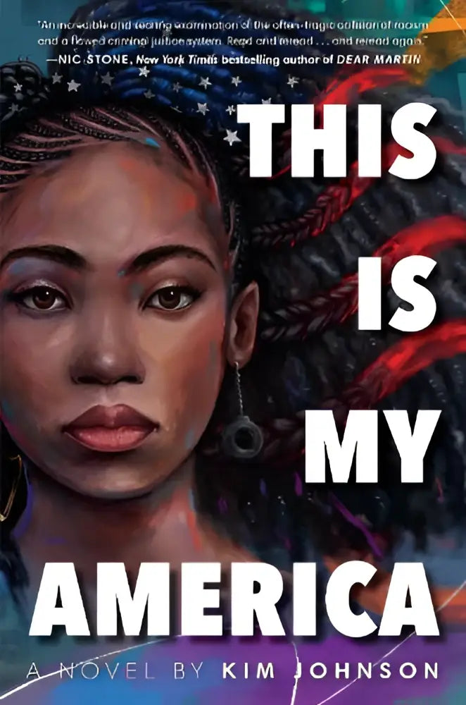 Dit is mijn america hardcover boek met een kleurrijke illustratie van een afro-amerikaanse vrouw met gevlochten haar