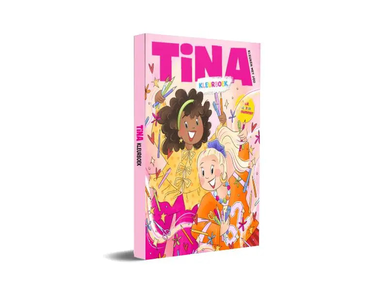 Pink kinder kleurboek tina kleurboek met kleurrijke cartoon illustraties van twee meisjes op de voorkant
