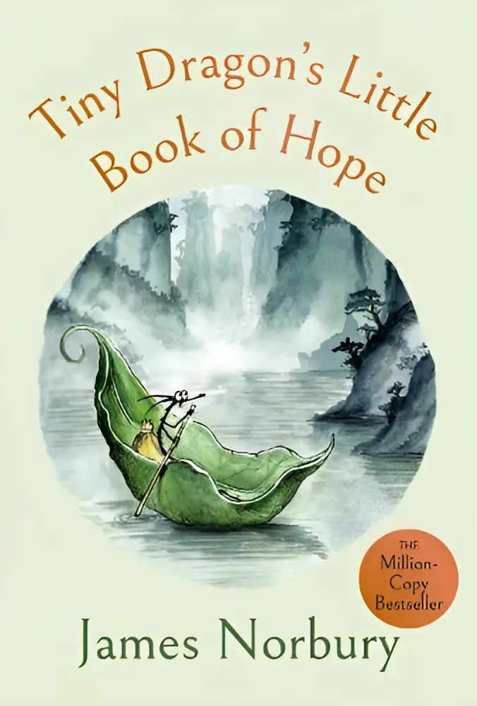 De cover van tiny dragons little book of hope toont een illustratie van een kleine draak in een groene erwtjesboot