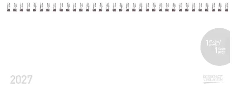 Minimalistisch grijs 2027 tischkalender quer classic colourlux met spiraalbinding 1 week op 1 pagina bureaukalender