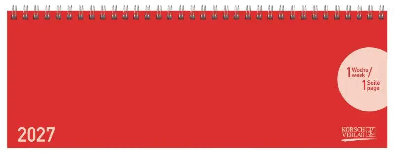 Tischquerkalender Classic Colourlux rot 2027 - 1 Woche 1 Seite; Bürokalender; Tischkalender quer im Format: 29,8 x 10,5 cm