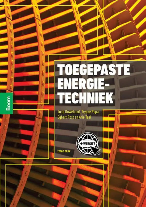 Cover van het Nederlandse leerboek toegepaste energietechniek door arie taal en egbert post met oranje-rood industrieel design