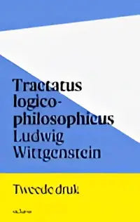 Blauw-wit geometrische paperback tweede editie van ludwig wittgensteins tractatus logico-philosophicus door octavo