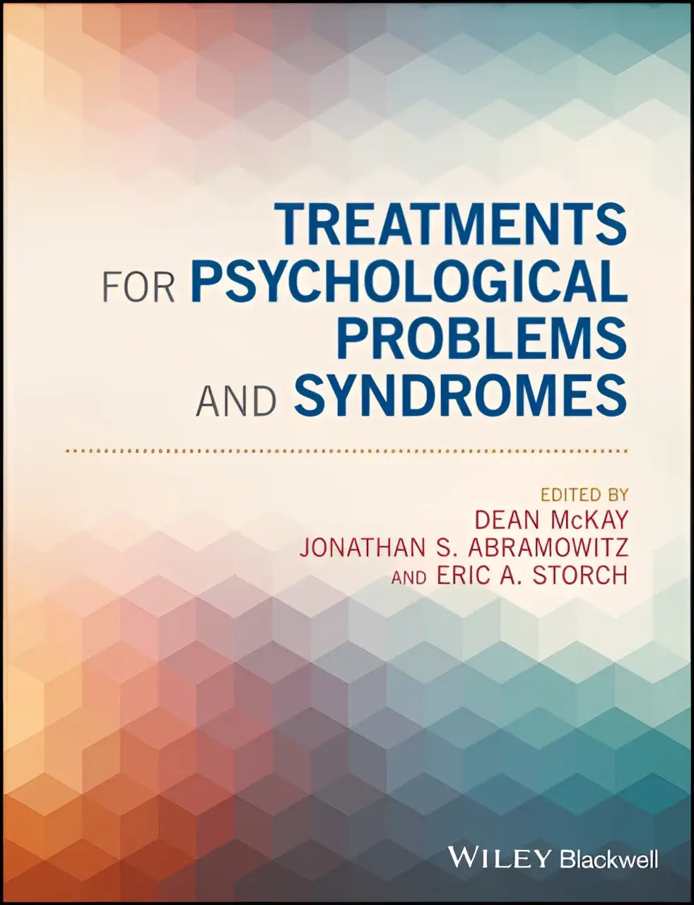 De boekomslag toont de titel treatments for psychological problems and syndromes in blauw met redactie door dean mckay en jonathan s