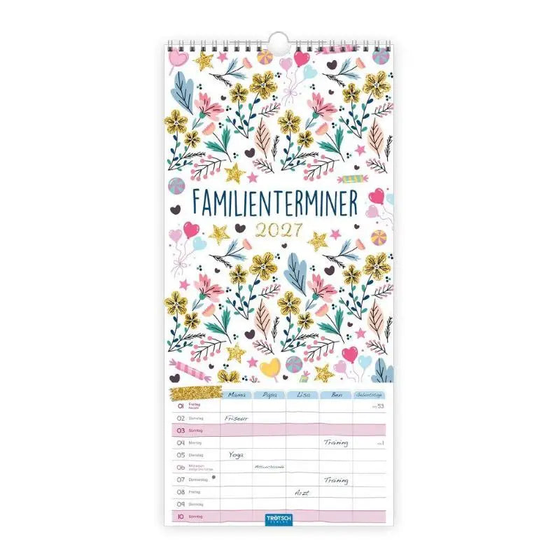 TRÖTSCH - Familienkalender Familienterminer 2027 - Wandkalender