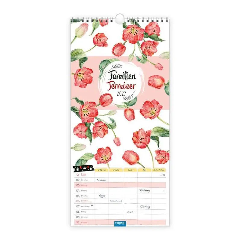 TRÖTSCH - Familienkalender Familienterminer Blumen 2027 - Wandkalender