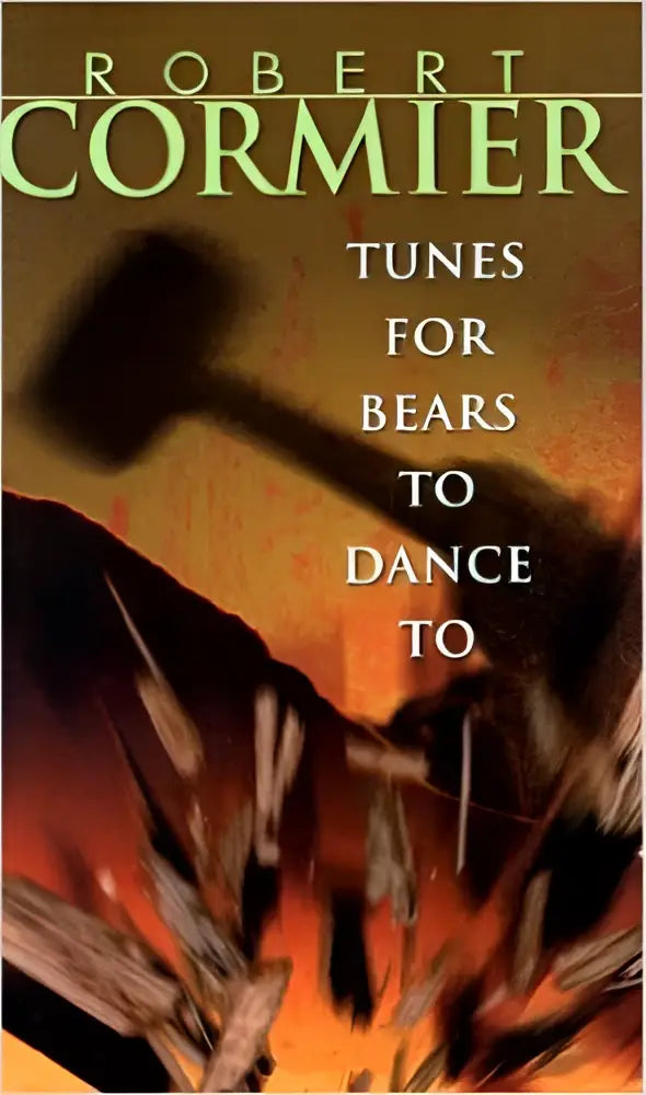 The book cover of tunes for bears to dance to features bold green lettering and bear silhouettes on an orange background