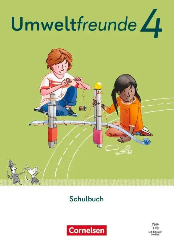 Groen omslag umweltfreunde 4 schoolboek cornelsen met illustraties kinderen bouwen structuur digitale medien