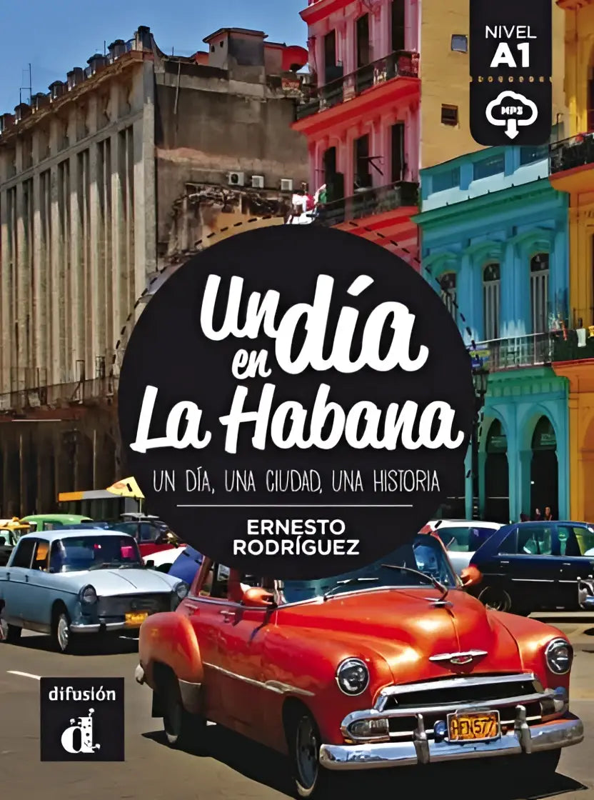Rode vintage Amerikaanse auto op cover Un día en La Habana van Ernesto Rodríguez