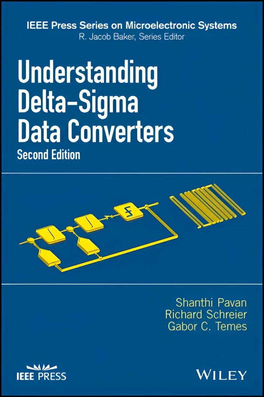Blauw hardcover boek understanding delta-sigma data converters tweede editie met gele schematische diagrammen op de omslag