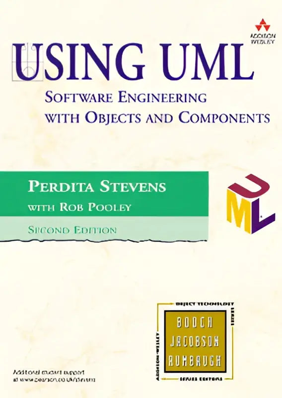The book cover using uml software engineering with objects and components by perdita stevens with rob pooley in bold purple text