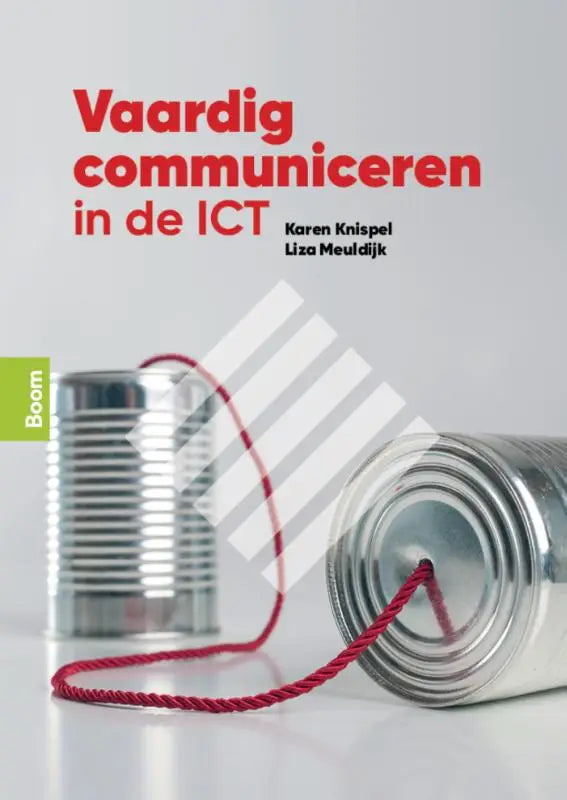 Zilveren blikjes verbonden met rode touw voor vaardig communiceren in de ict productomgeving
