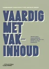 De omslag van het handboek vakdidactiek nederlands vaardig met vakinhoud toont grote marineblauwe letters met witte omlijning op een saliegroene achtergrond