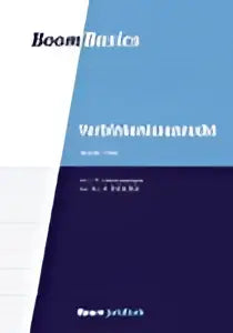 Donkerblauw minimalistisch logo boom basics met witte tekst op product verbintenissenrecht van koninklijke boom uitgevers