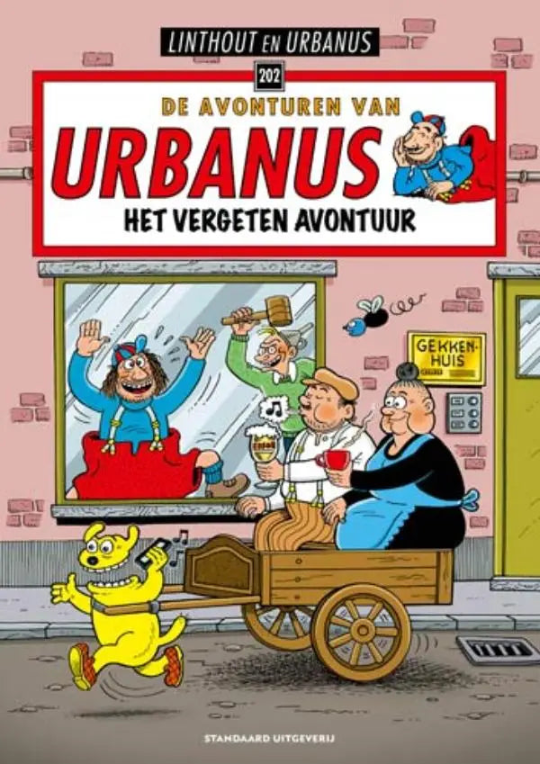 De cover van de comic strip de avonturen van urbanus het vergeten avontuur met levendige kleuren en dynamische poses