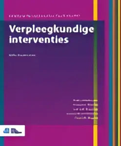 De cover van het boek verpleegkundige interventies van bsl media toont een verloop van paars naar oranje met witte tekst