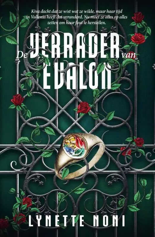 Gouden ring met kleurrijke, sierlijke steen uit de collectie de verrader van evalon van lynette noni