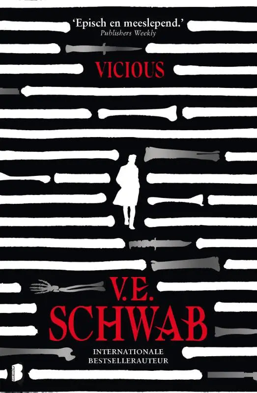 Zwart-witte limited edition hardcover van dark fantasy boek vicious door v.e. met opvallende titel op cover