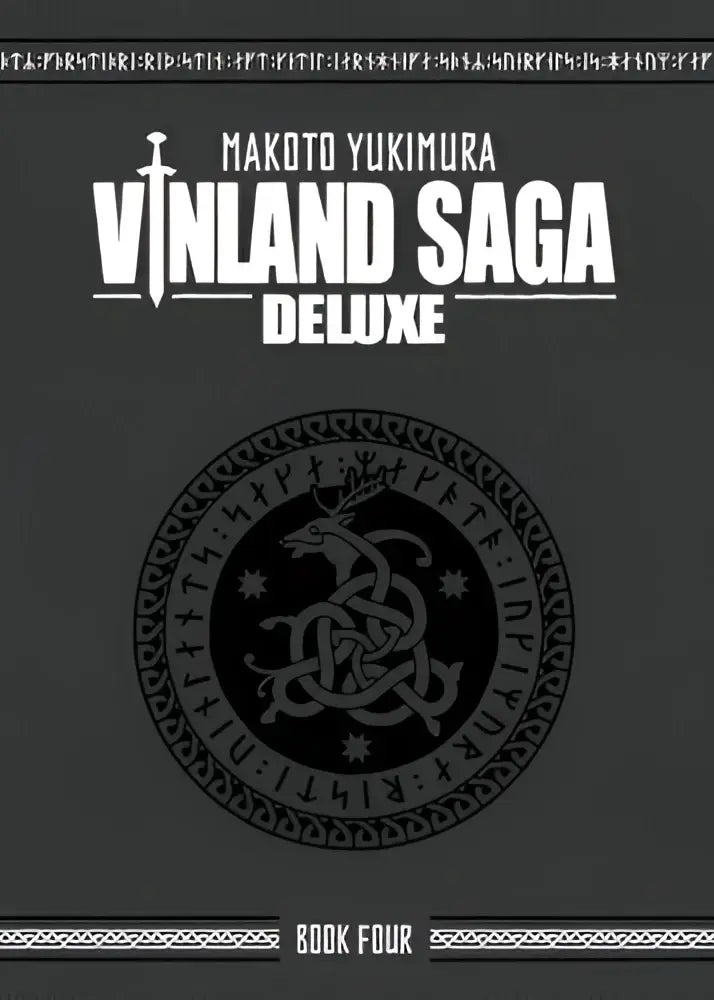 Vinland saga deluxe 4 zwarte hardcover met zilver reliëf titel en noors geïnspireerd embleem op de cover