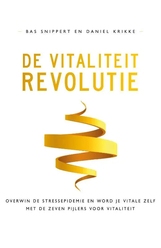 Witte boekcover met gouden lintgrafiek voor het product de vitaliteitrevolutie
