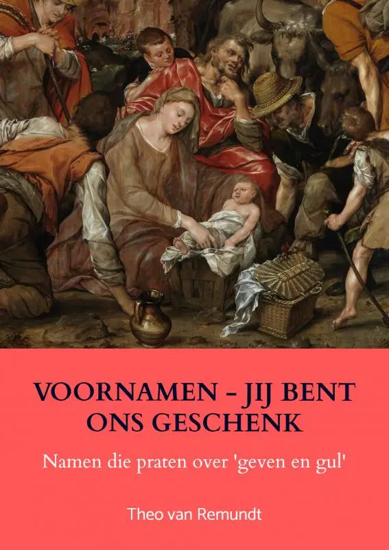 De boekcover van voormalige jonge lezers toont een klassieke kerstscène met maria en baby jesus in aardetinten