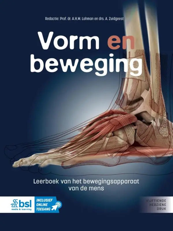 Anatomische illustratie van een menselijke voet met spieren en botten in rood en beige voor bsl media paramedisch algemeen