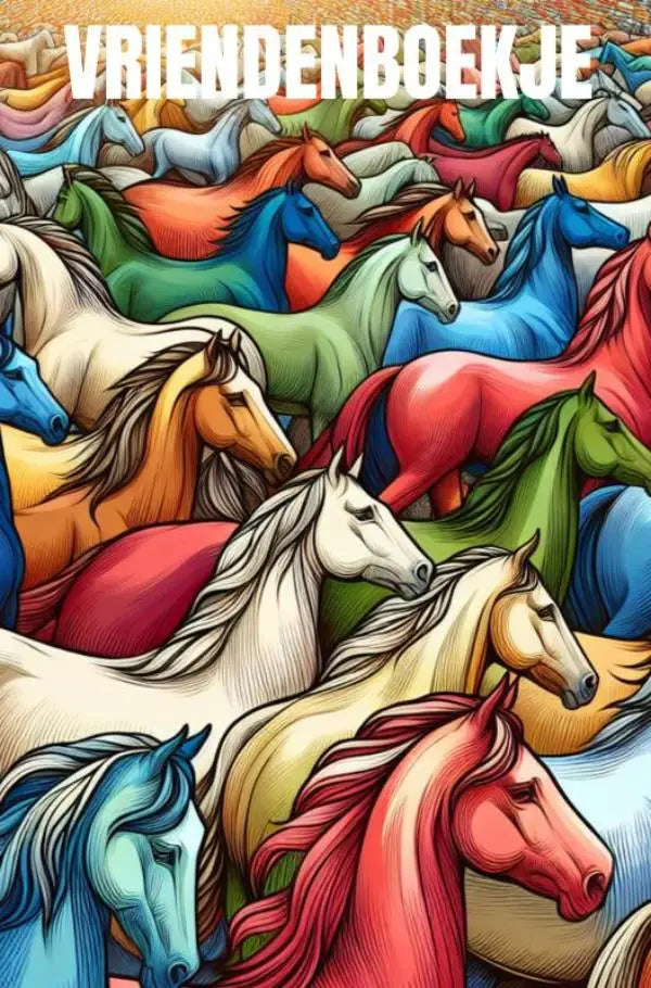 Vriendenboekje paarden met kleurrijke paardenillustratie voor jonge lezers tot 32 vrienden of vriendinnen