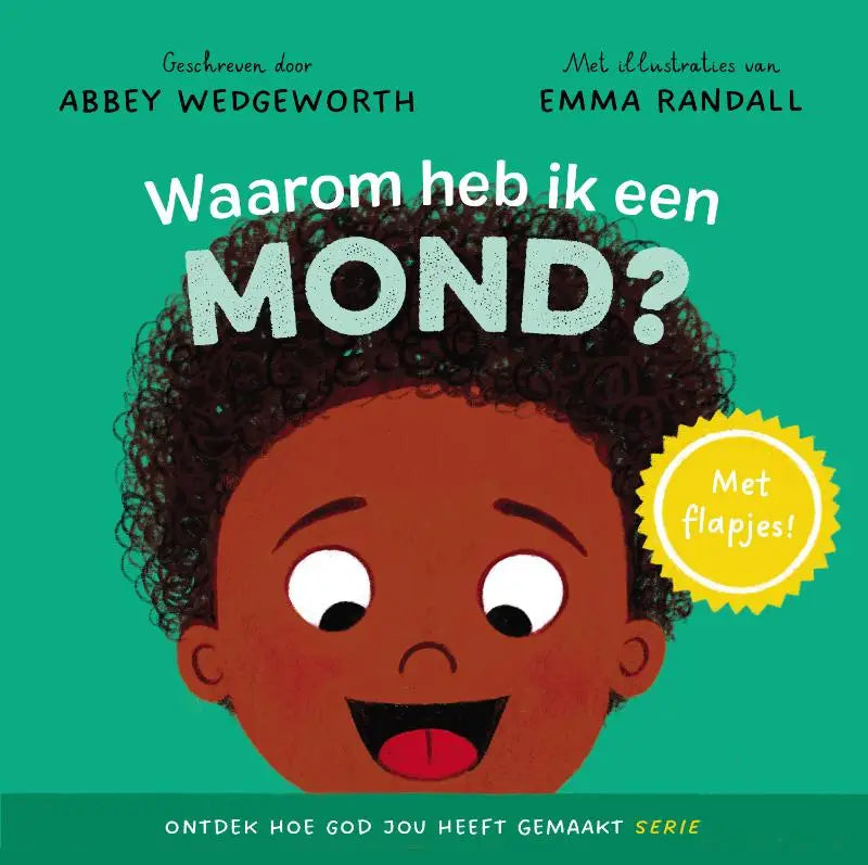 Een vrolijke kinderboekencover waarom heb ik een mond met cartoonkind en groene achtergrond voor jonge lezers