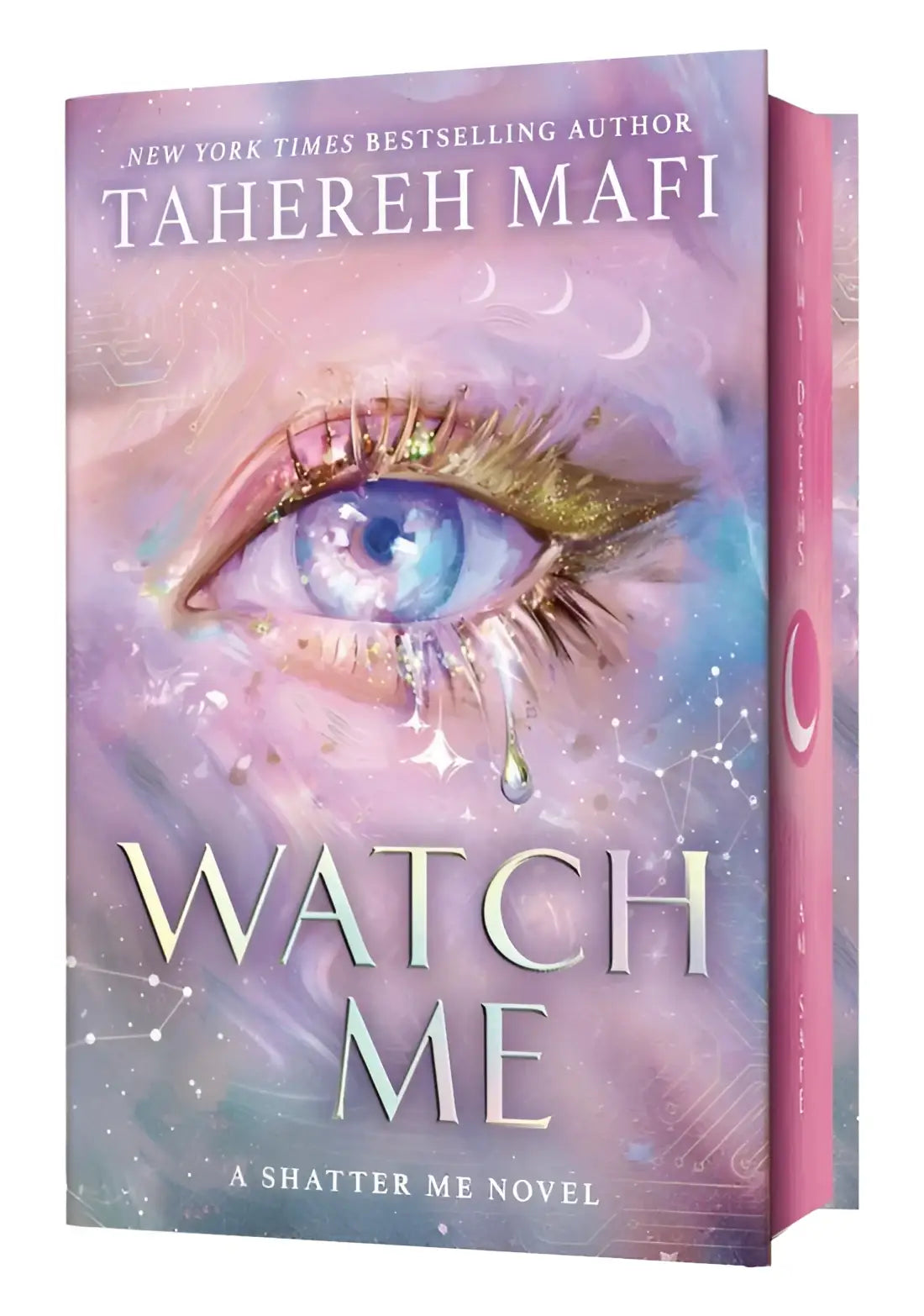A soft pink and purple hardcover book with a detailed eye illustration from the new republic special exclusive edition