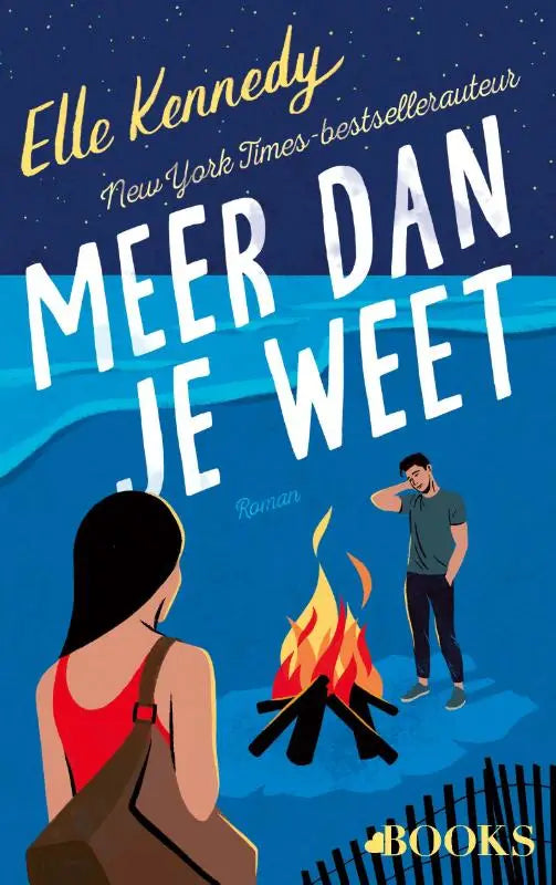 De cover van het tweede deel van de populaire avalon bay-serie toont een blauwe achtergrond met twee mensen bij een kampvuur
