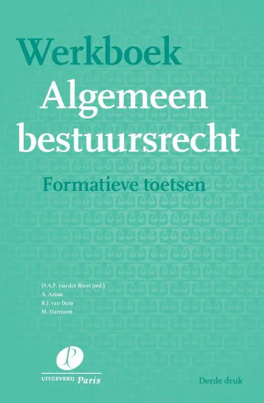 Teal kleurig werkboek algemeen bestuursrecht met witte en donker tealkleurige tekst en subtiel patroon